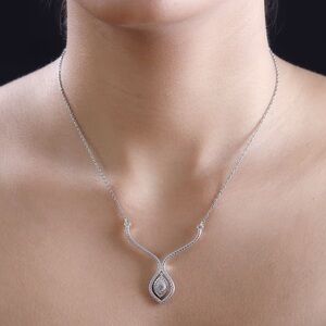 Stamped Diamond Accent Necklace in Platinum Bond and SS Chain by Karis